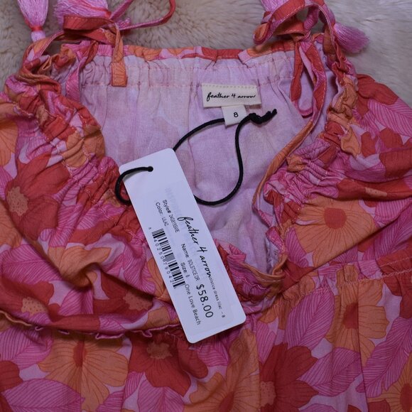 Feather For Arrow Girls Floral Pink Maxi Dress Size 8 Sun Dress - Picture 2 of 7